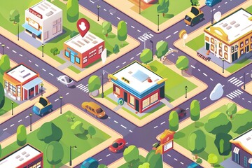 Fototapeta premium Illustration of Enhancing localized experiences to build engagement and traffic is important for businesses with a local presence. Ai Generate.