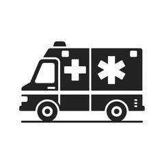 Stylish Black and White Ambulance Vector Silhouette