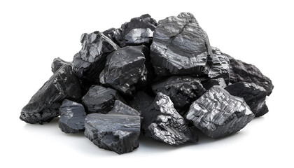 Obraz premium Heap of coal isolated on white. Mineral deposits