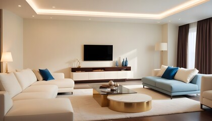 white and gold theme modern interior
