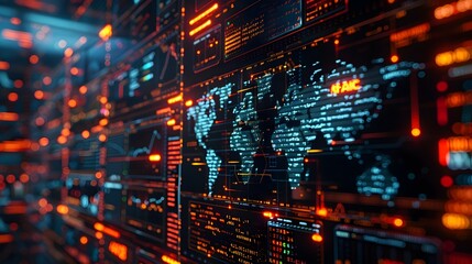 Complex Digital Landscape Representing a Hacker s Technological Prowess