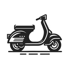 Flat Scooter Vector in Monochrome Silhouette Design