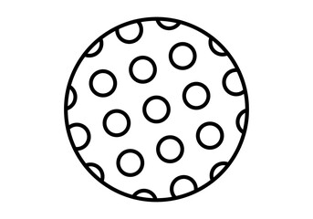 Icono negro de pelota de golf en fondo blanco