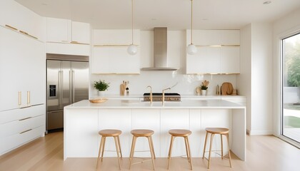 white and gold theme modern interior