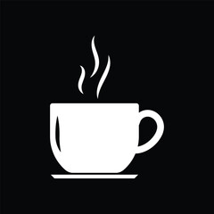 Coffee cup with black background icon set. Cups of coffee tea symbol collection. Vector Illustration.