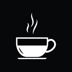 Coffee cup with black background icon set. Cups of coffee tea symbol collection. Vector Illustration.