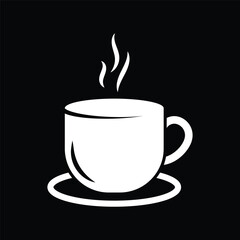 Coffee cup with black background icon set. Cups of coffee tea symbol collection. Vector Illustration.