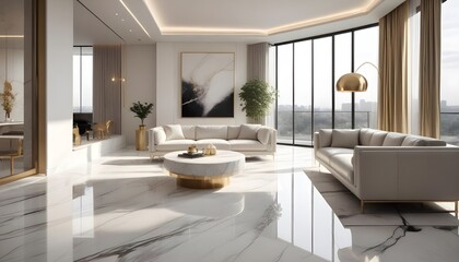 white and gold theme modern interior
