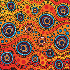 Illustration of dot art inspired artwork in Aboriginal style