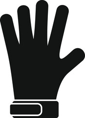 Obraz premium Black silhouette icon of a goalkeeper wearing gloves showing five fingers up