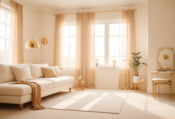 white and gold theme modern interior