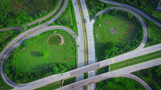 Bangalore City freeways Aerial View - Beautiful Aerial view of a nice road clover leaf junction, mysore road
