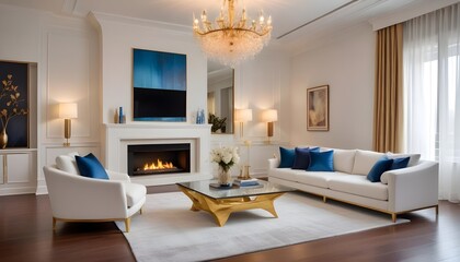 white and gold theme modern interior