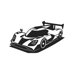Obraz premium Outline drawing of fast super car, sport car from side and front view. Sport car vector black line illustration isolated white background.