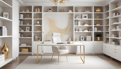 white and gold theme modern interior