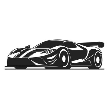 recommend clip art: Outline drawing of fast super car, sport car from side and front view. Sport car vector black line illustration isolated white background.