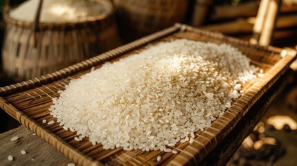 Leftover rice is dried in the sun to create Nasi Aking