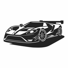 Obraz premium Outline drawing of fast super car, sport car from side and front view. Sport car vector black line illustration isolated white background.