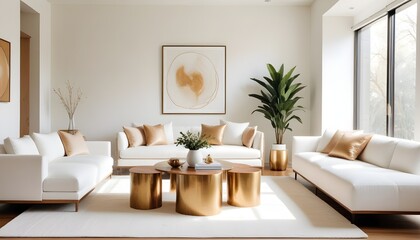 Obraz premium white and gold theme modern interior