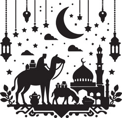 Eid Day icon silhouette vector art illustration