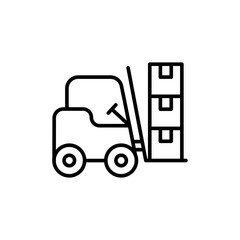 Forklift outline icons, minimalist vector illustration ,simple transparent graphic element .Isolated on white background