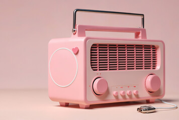 Fototapeta premium pink receiver, radio