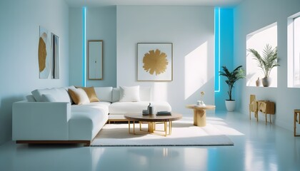 white and gold theme modern interior