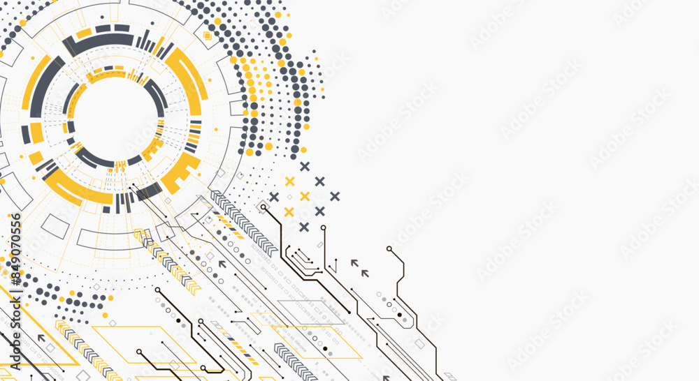 Aufkleber Scientific and technological concept with the use of technical elements formed in the shape of a circle. Vector illustration.