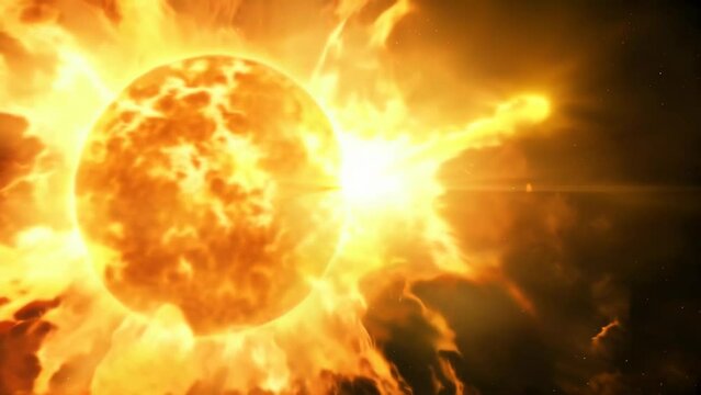 Stunning image of intense solar activity with bright flares and swirling magnetic fields. Dynamic representation of solar phenomena and astrophysical processes concept. Ideal for space science and edu
