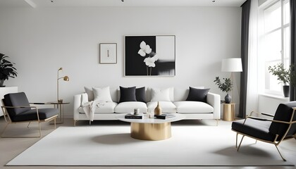white and gold theme modern interior