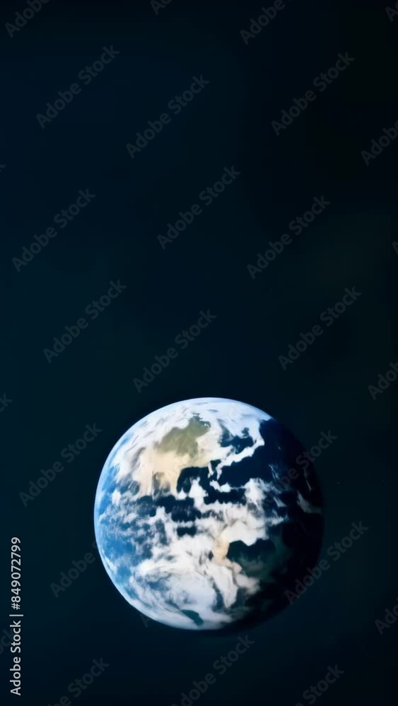 Poster minimalistic view of earth floating in the vastness of space. beautiful depiction of our planet's so