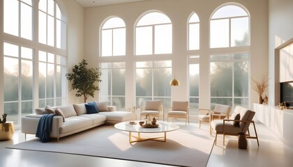 Fototapeta premium white and gold theme modern interior