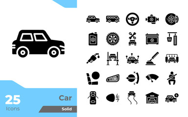 Car Solid Icons Set