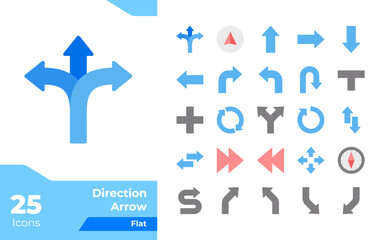 Direction Arrow Flat Icons Set