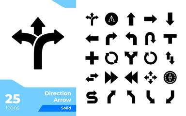Direction Arrow Solid Icons Set