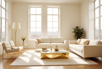 Fototapeta premium white and gold theme modern interior