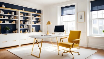 white and gold theme modern interior