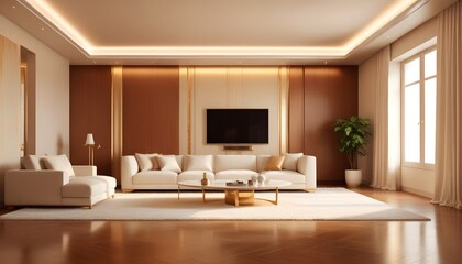white and gold theme modern interior