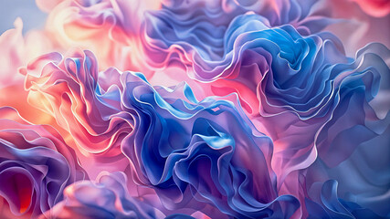 Fototapeta premium Abstract 3D background, wallpaper with smooth liquid dynamic shapes. Generative AI