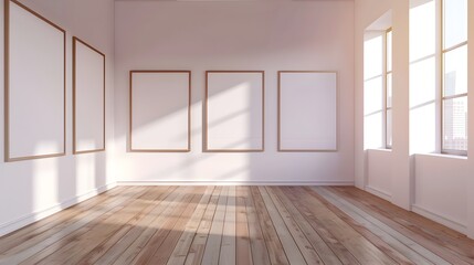 Blank Advertising Displays in Warm,Natural-Inspired Room