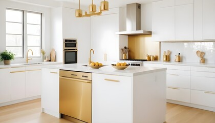 white and gold theme modern interior