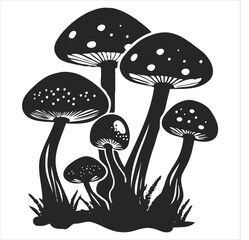 Mushroom Black and White Icon Vector illustration