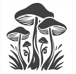 Mushroom Black and White Icon Vector illustration