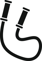 Simple black and white icon of a skipping rope, perfect for representing fitness and exercise