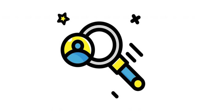Users search icon magnifying glass with a star for logo designs, educational materials, childrens books, detectivethemed projects, or websites.