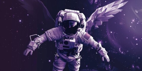 Fototapeta premium a image of an astronaut in a space suit with wings