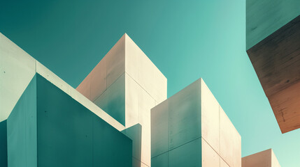 Visually Stunning Minimalistic Architecture Desktop Wallpaper Featuring Simple Shapes, Lines, and Colors with Abstract Elements and Negative Space for Depth and Visual Interest