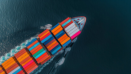 ocean cargo ship at sunset
