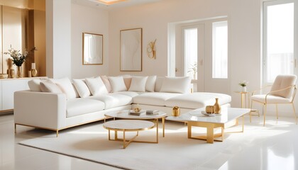 white and gold theme modern interior