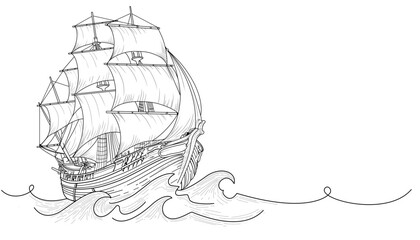 Sailling boat vintage in the sea